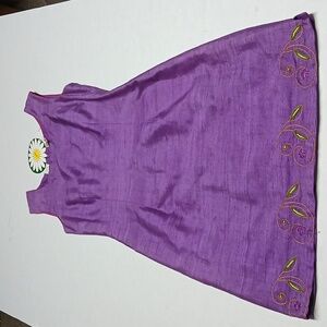 Daisy L Sleeveless A-Line Silk Dress Purple w/ Embroidery Size 6 Saks Fifth Ave